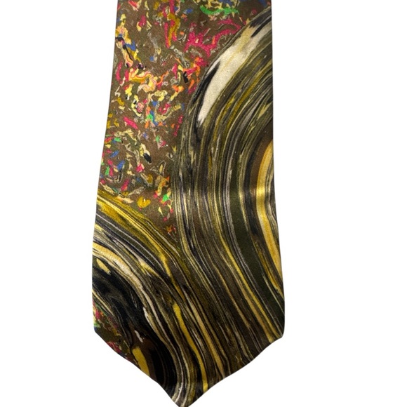 Brioni Silk Tie Made in Italy Watercolor Swirl Style - Picture 2 of 8